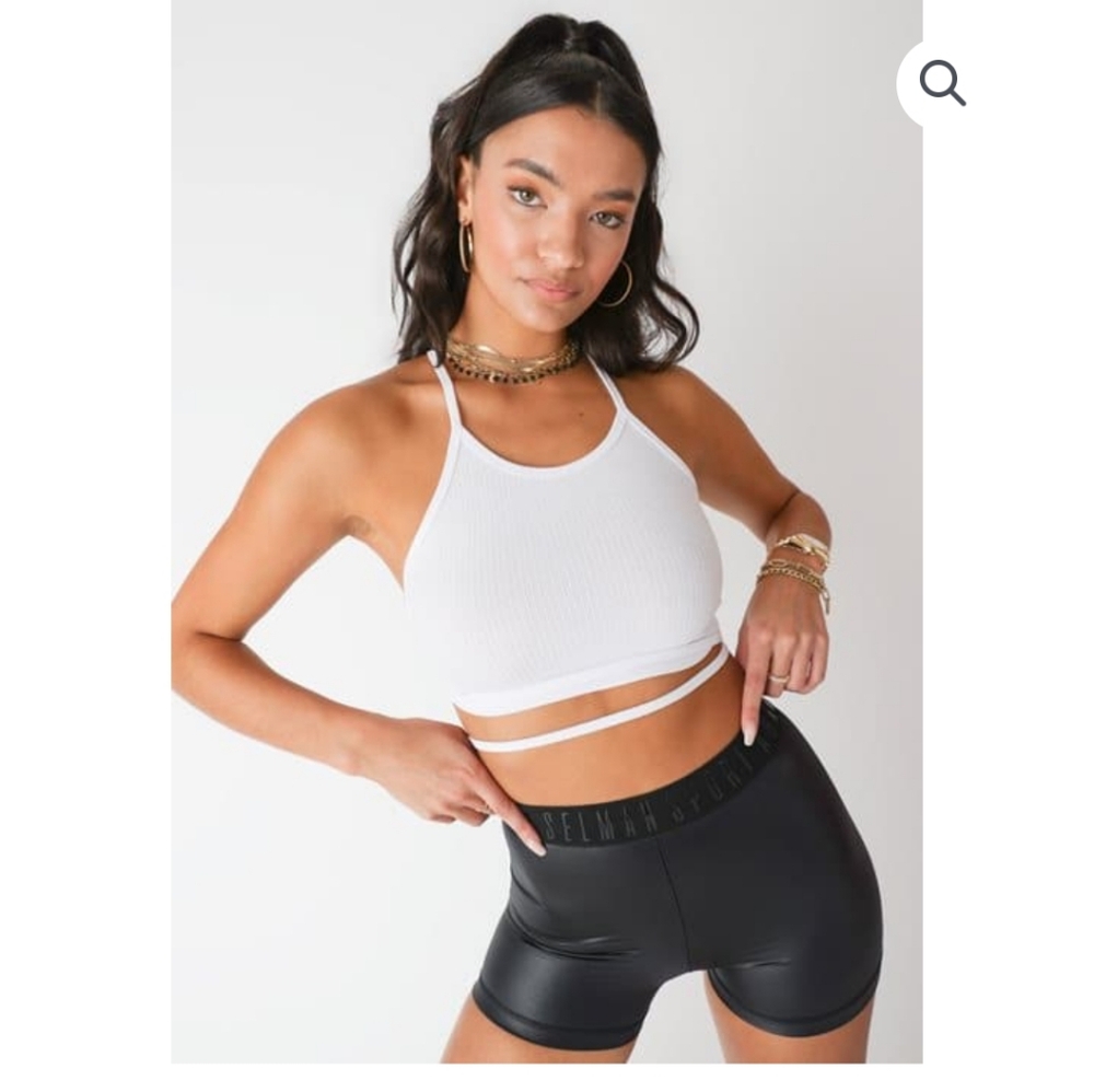 Adam Selman Sport Seamless Backless White Ribbed Top Size L And XS